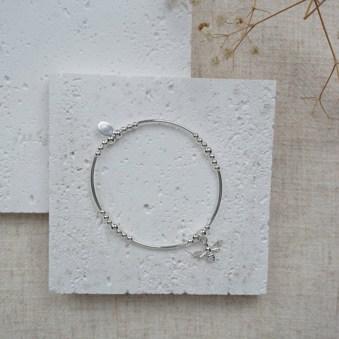 Little Grey Moon Silver Bee Charm Noodle Bracelet - MococoLittle Grey Moon100106Bracelets