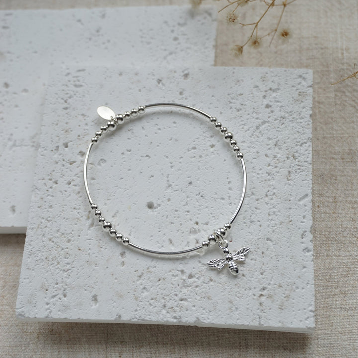 Little Grey Moon Silver Bee Charm Noodle Bracelet - MococoLittle Grey Moon100106Bracelets