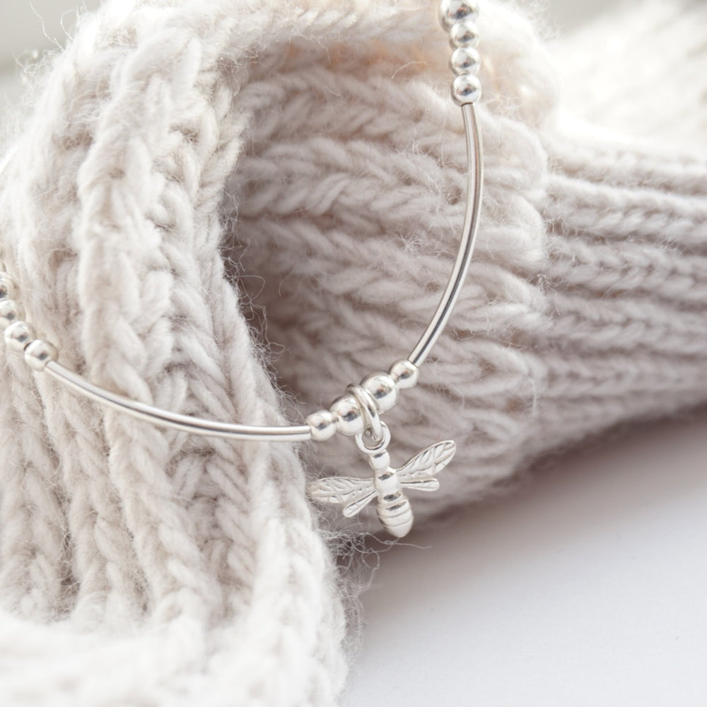 Little Grey Moon Silver Bee Charm Noodle Bracelet - MococoLittle Grey Moon100106Bracelets