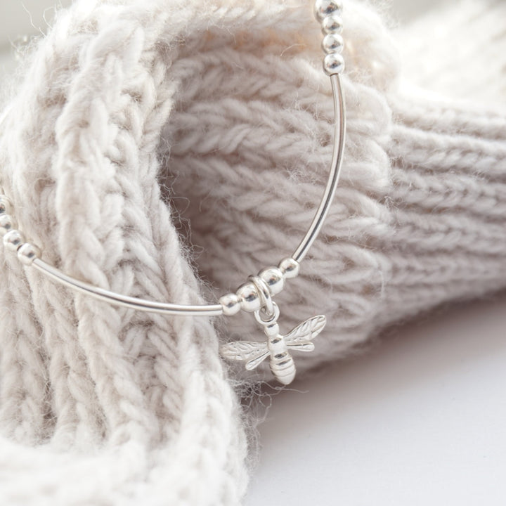 Little Grey Moon Silver Bee Charm Noodle Bracelet - MococoLittle Grey Moon100106Bracelets