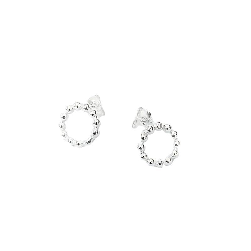 Little Grey Moon Silver Circle Beaded Stud Earrings - MococoLittle Grey Moon100433Earrings