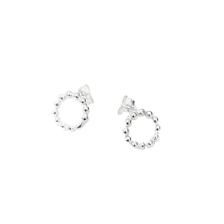 Little Grey Moon Silver Circle Beaded Stud Earrings - MococoLittle Grey Moon100433Earrings