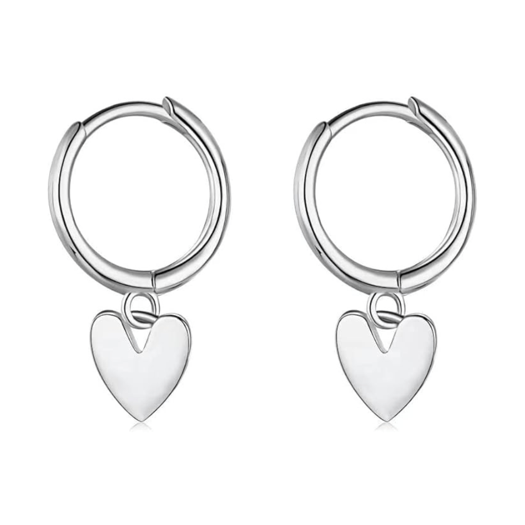 Little Grey Moon Silver Heart Hoop Earrings - MococoLittle Grey Moon100520Earrings