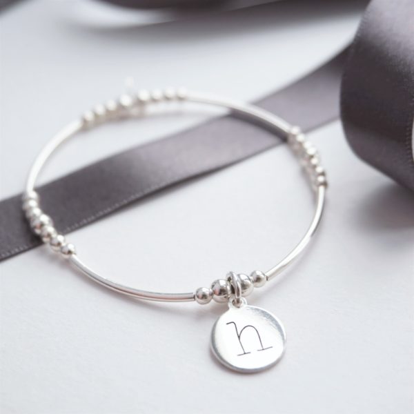 Little Grey Moon Silver Lowercase Initials Noodle Bracelet - MococoLittle Grey Moon100307 - A/WEBBracelets