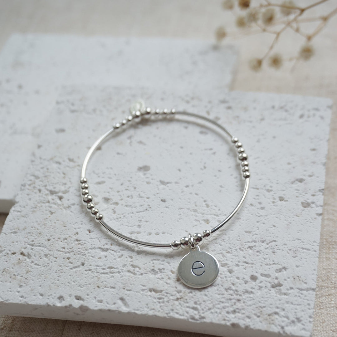 Little Grey Moon Silver Lowercase Initials Noodle Bracelet - MococoLittle Grey Moon100307 - A/WEBBracelets
