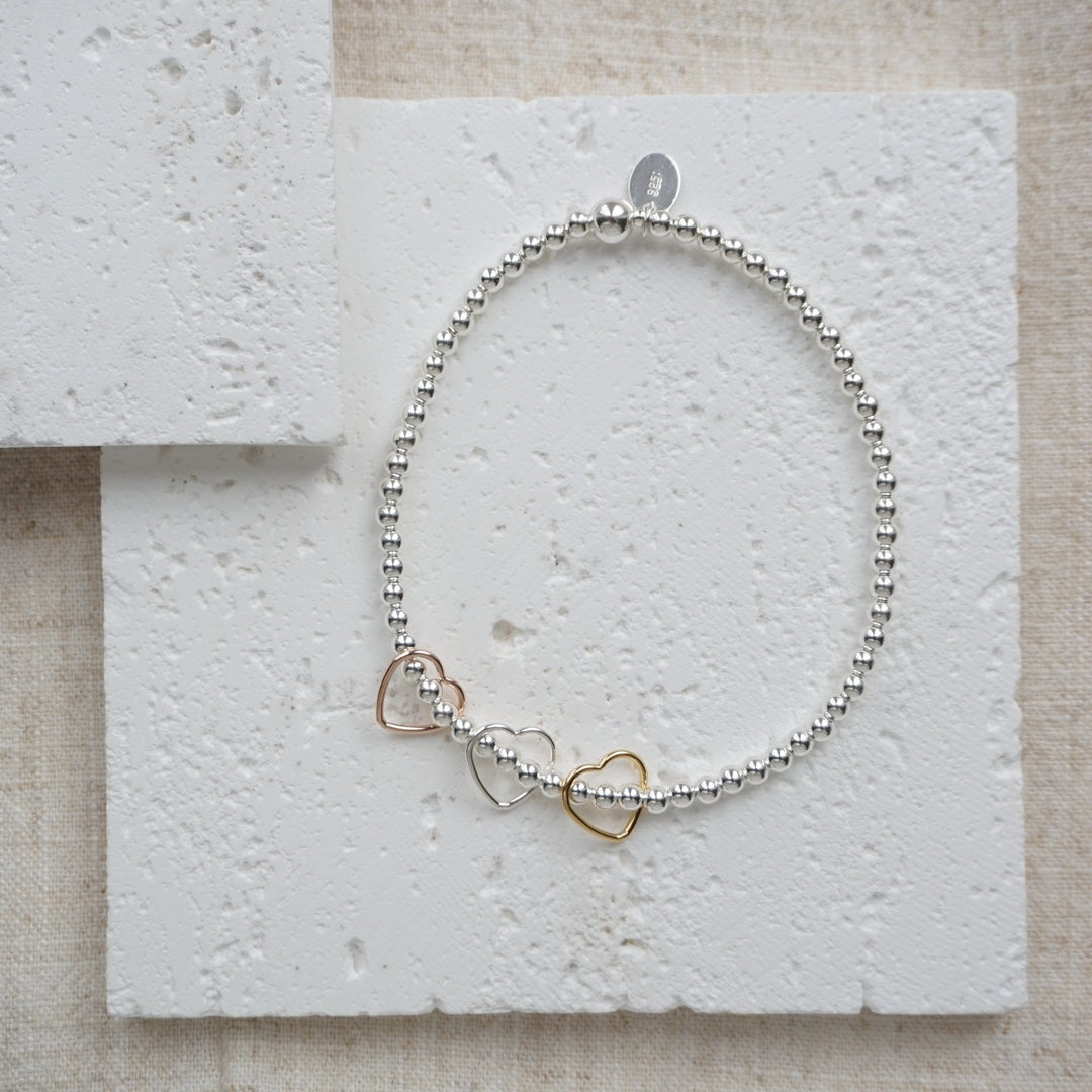 Little Grey Moon Silver, Rose Gold and Gold Heart Bracelet - MococoLittle Grey Moon100378Bracelets