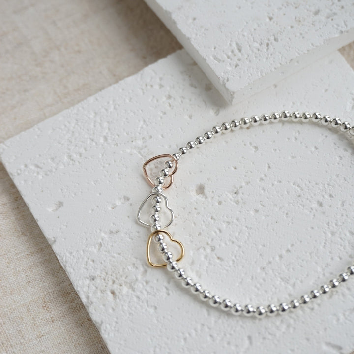 Little Grey Moon Silver, Rose Gold and Gold Heart Bracelet - MococoLittle Grey Moon100378Bracelets