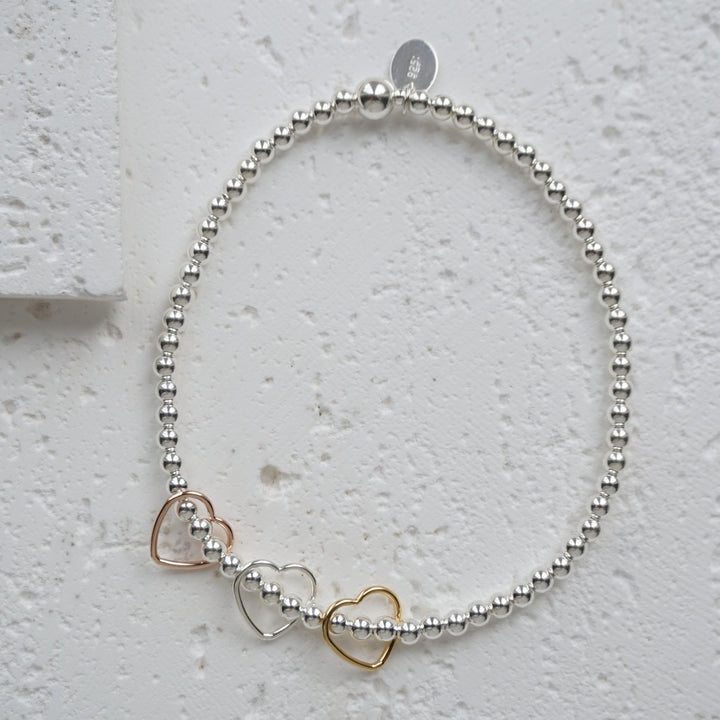 Little Grey Moon Silver, Rose Gold and Gold Heart Bracelet - MococoLittle Grey Moon100378Bracelets