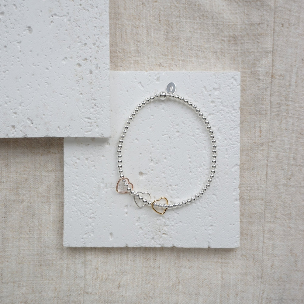 Little Grey Moon Silver, Rose Gold and Gold Heart Bracelet - MococoLittle Grey Moon100378Bracelets