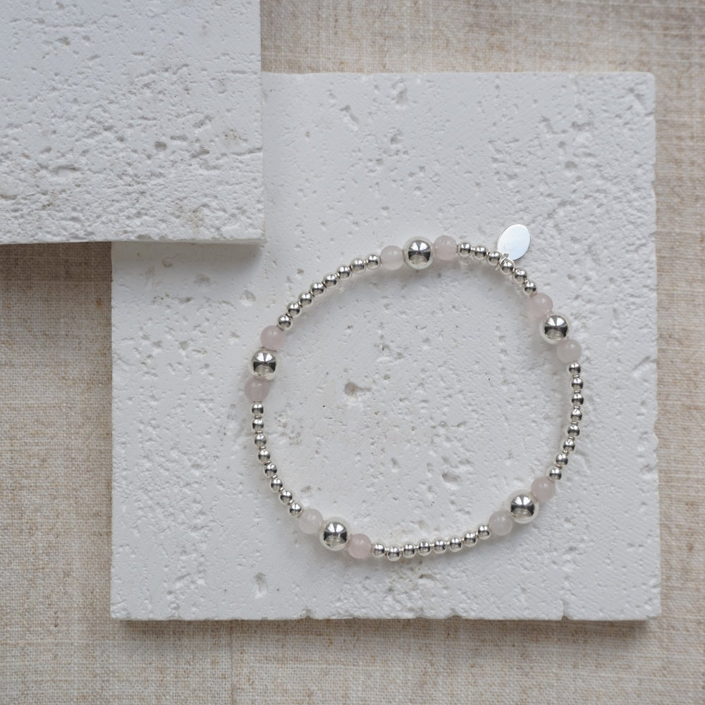 Little Grey Moon Silver Rose Quartz Stretch Stack Bracelet - MococoLittle Grey Moon100031Bracelets