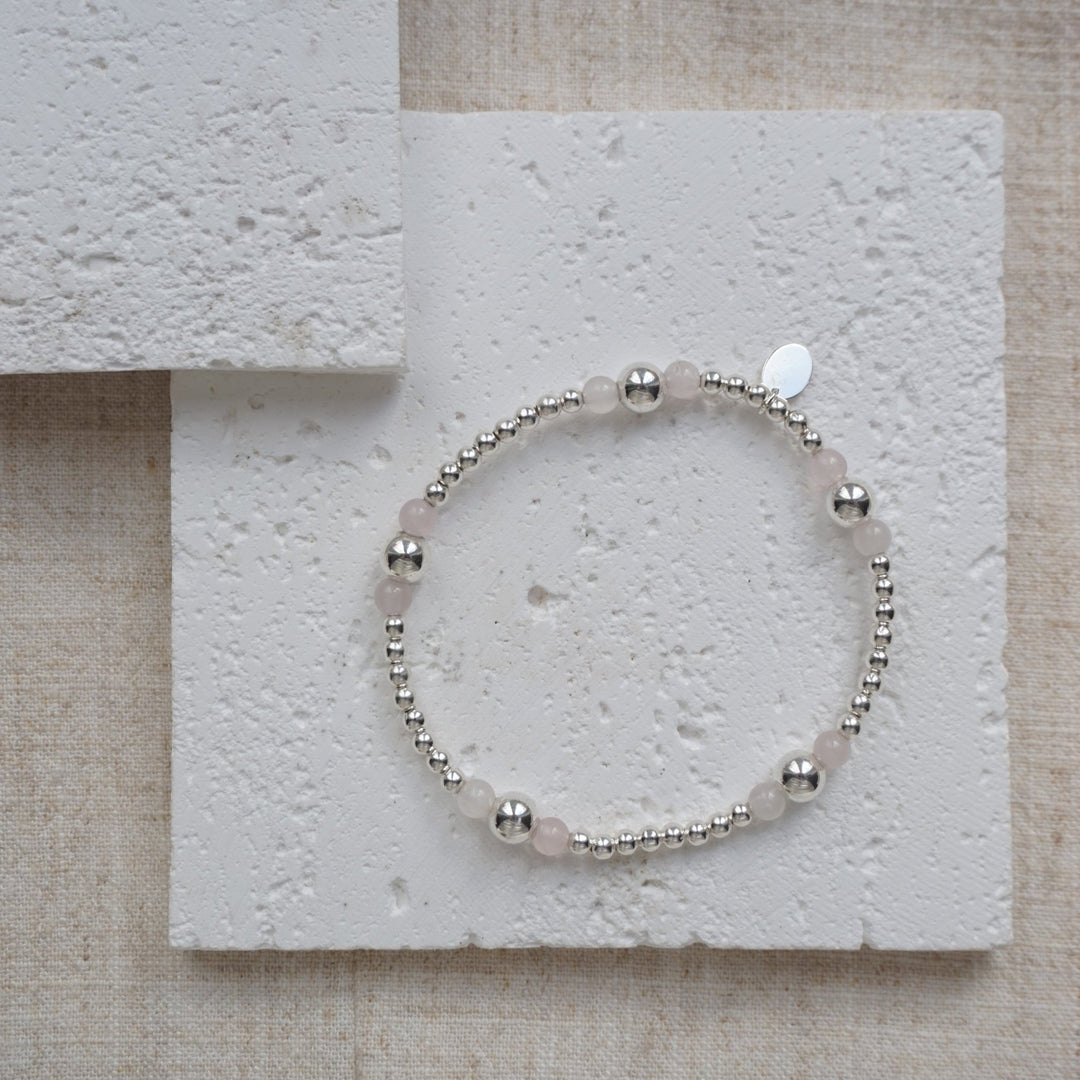 Little Grey Moon Silver Rose Quartz Stretch Stack Bracelet - MococoLittle Grey Moon100031Bracelets