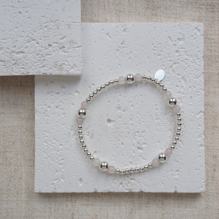 Little Grey Moon Silver Rose Quartz Stretch Stack Bracelet - MococoLittle Grey Moon100031Bracelets