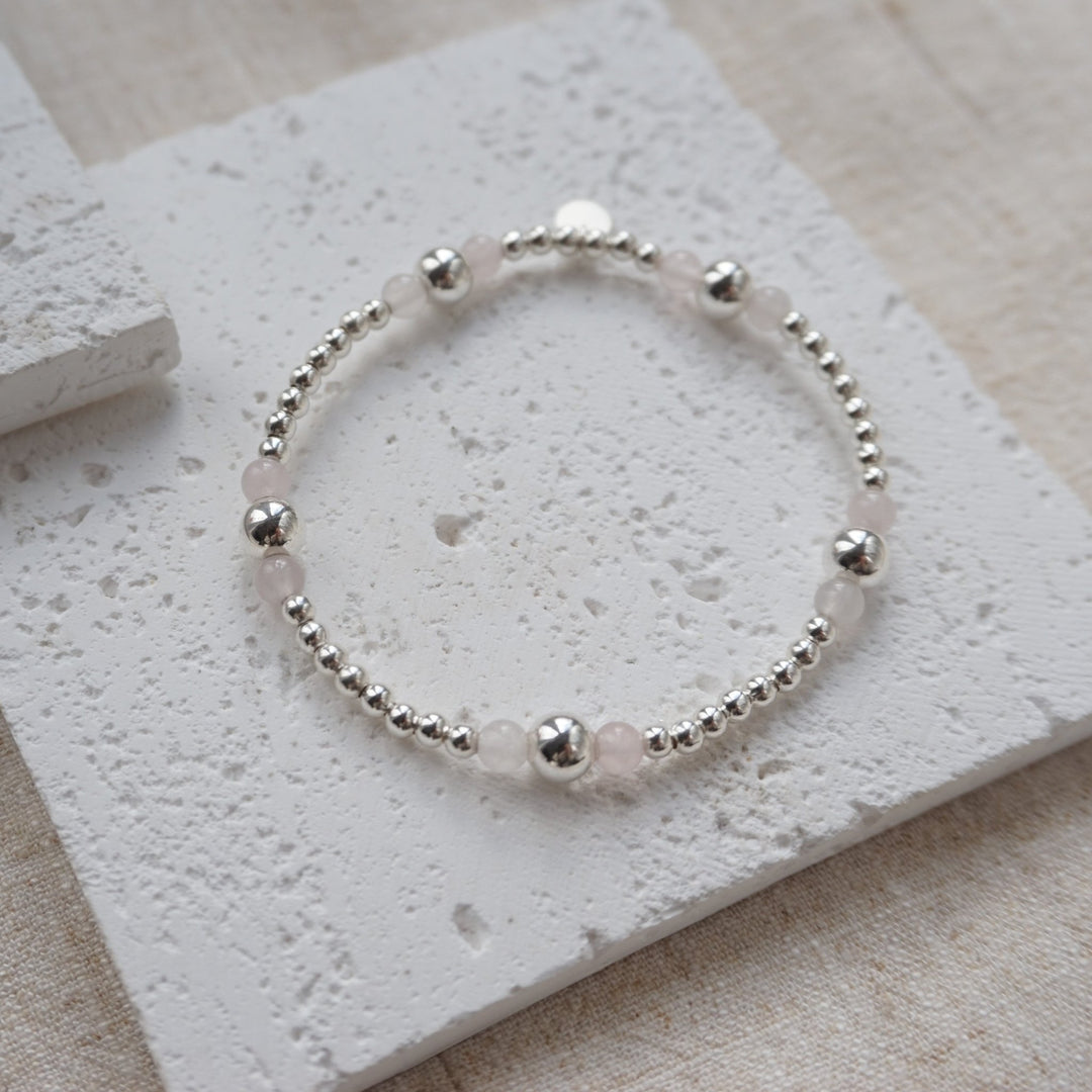 Little Grey Moon Silver Rose Quartz Stretch Stack Bracelet - MococoLittle Grey Moon100031Bracelets