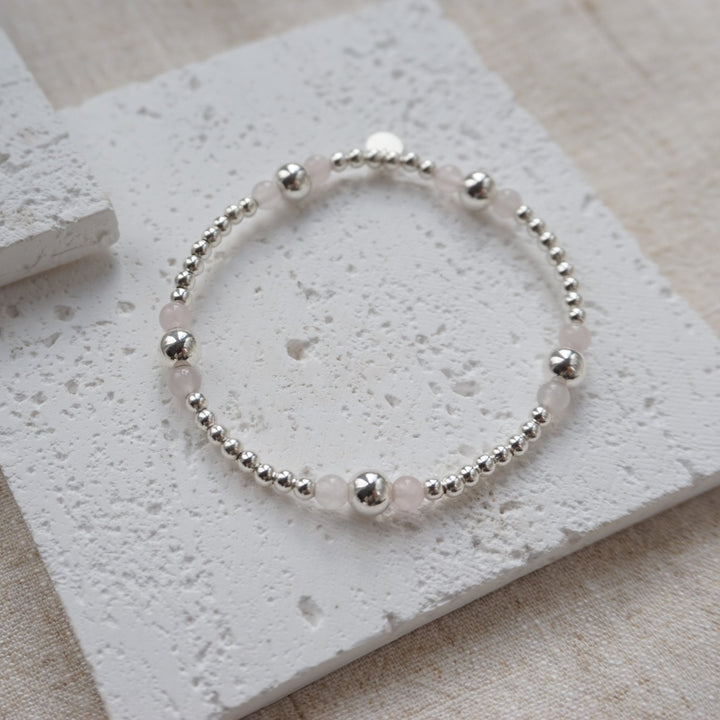 Little Grey Moon Silver Rose Quartz Stretch Stack Bracelet - MococoLittle Grey Moon100031Bracelets