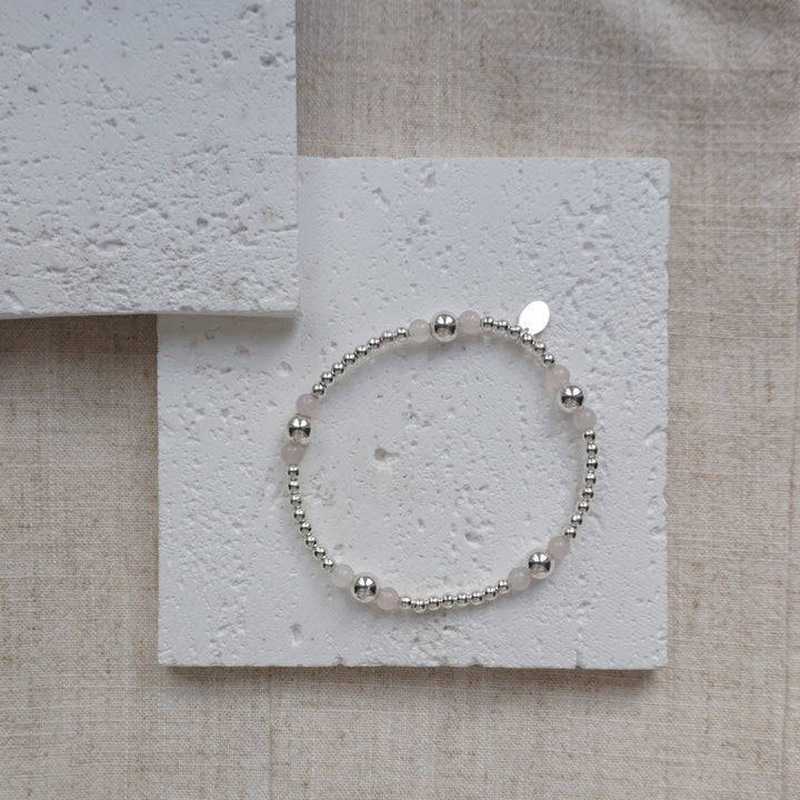 Little Grey Moon Silver Rose Quartz Stretch Stack Bracelet - MococoLittle Grey Moon100031Bracelets