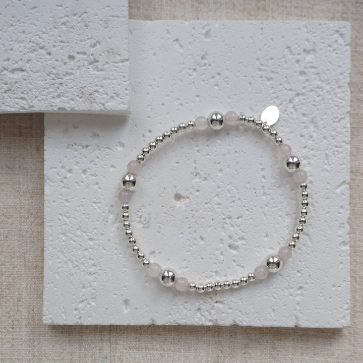 Little Grey Moon Silver Rose Quartz Stretch Stack Bracelet - MococoLittle Grey Moon100031Bracelets