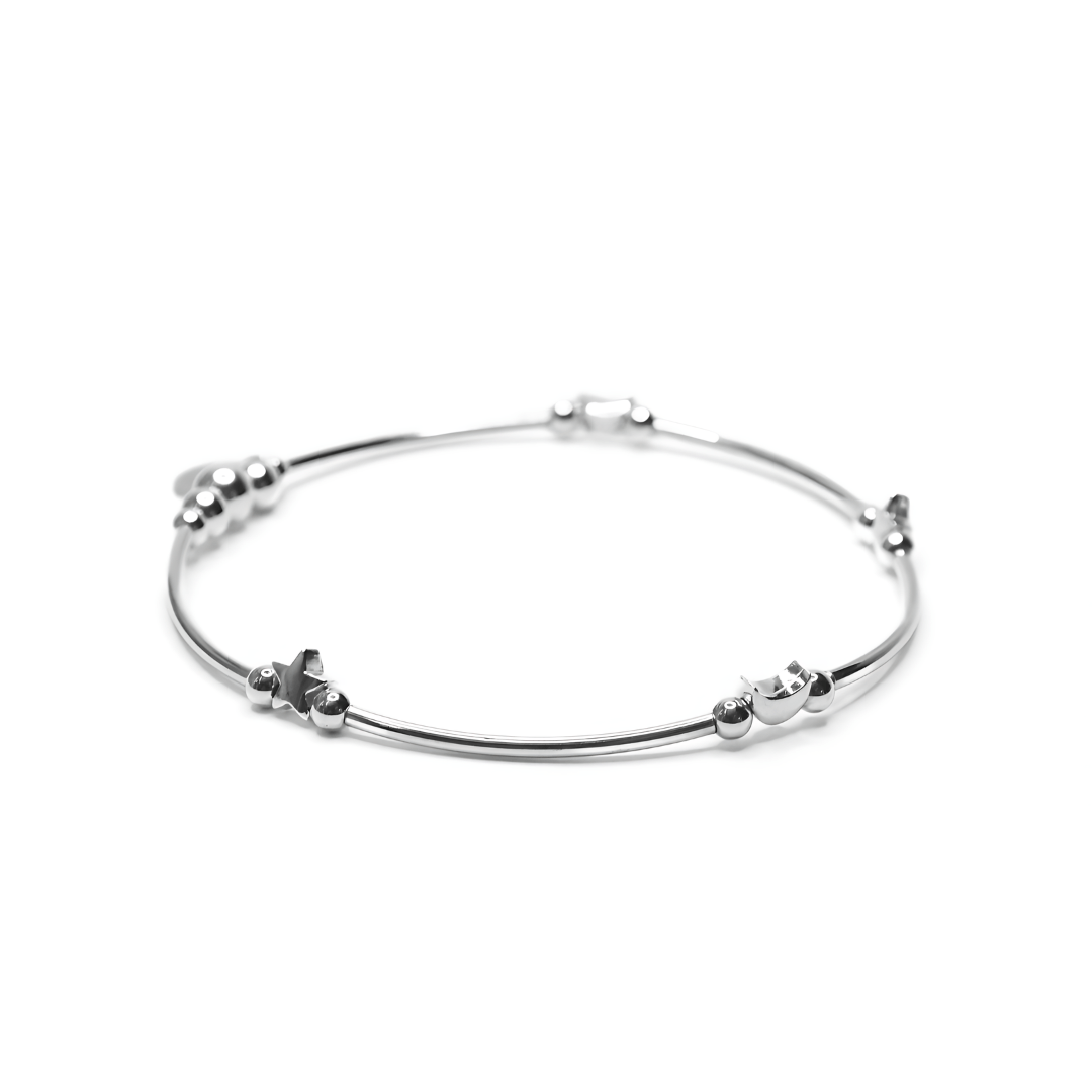 Little Grey Moon Silver Star and Moon Noodle Bracelet - MococoLittle Grey Moon100044Bracelets