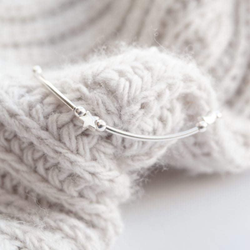 Little Grey Moon Silver Star and Moon Noodle Bracelet - MococoLittle Grey Moon100044Bracelets
