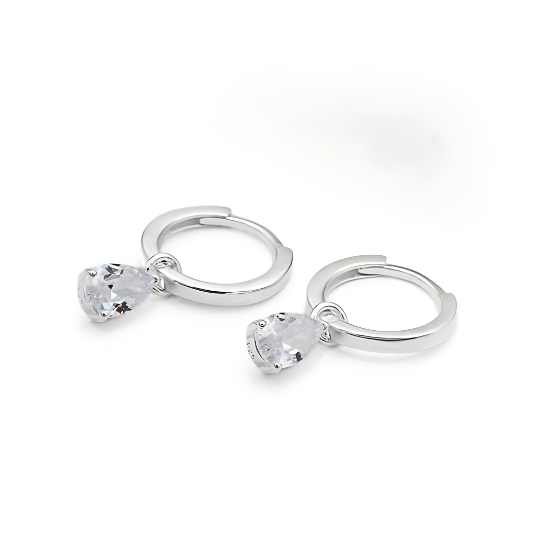 Little Grey Moon Silver Teardrop Hoop Earrings - MococoLittle Grey Moon100556Earrings