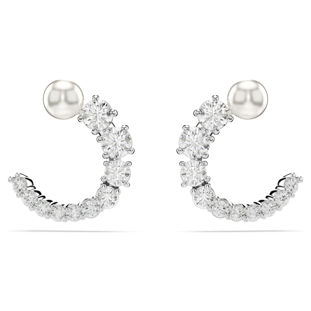 Swarovski Silver Matrix Pearl Hoop Earrings Mococo