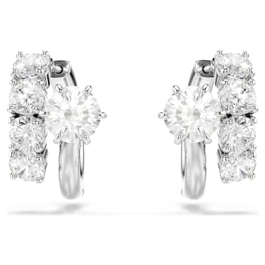Swarovski Matrix Round Cut Hoop Earrings Rhodium-Plated