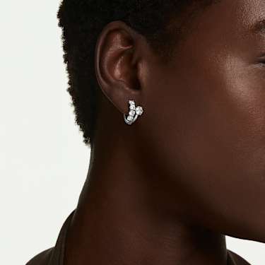Swarovski Matrix Round Cut Hoop Earrings Rhodium-Plated