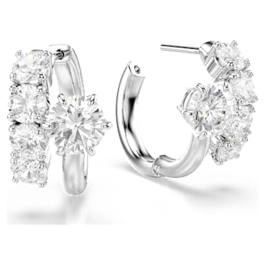 Swarovski Matrix Round Cut Hoop Earrings Rhodium-Plated
