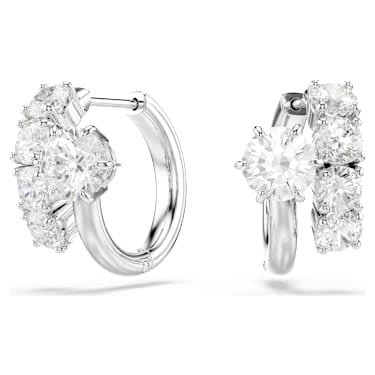 Swarovski Matrix Round Cut Hoop Earrings Rhodium-Plated