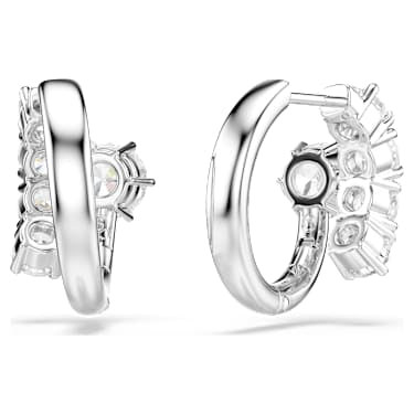 Swarovski Matrix Round Cut Hoop Earrings Rhodium-Plated