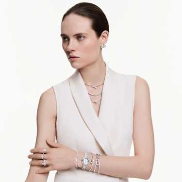 Swarovski Matrix Round Cut Hoop Earrings Rhodium-Plated