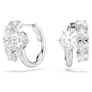 Swarovski Matrix Round Cut Hoop Earrings Rhodium-Plated