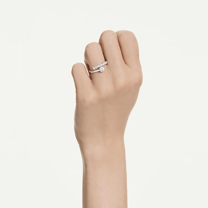 Swarovski Silver Matrix Round Cut Open Ring