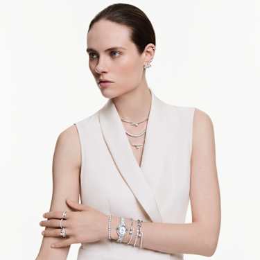 Swarovski Matrix Round Cut Open Ring Rhodium-Plated