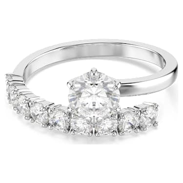 Swarovski Matrix Round Cut Open Ring Rhodium-Plated