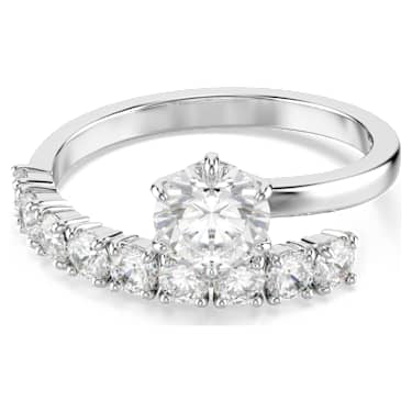 Swarovski Matrix Round Cut Open Ring Rhodium-Plated