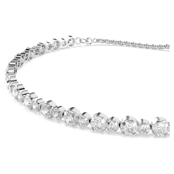 Elegant Swarovski Matrix Tennis Bracelet: Mixed Round White Zirconia, Rhodium Plated