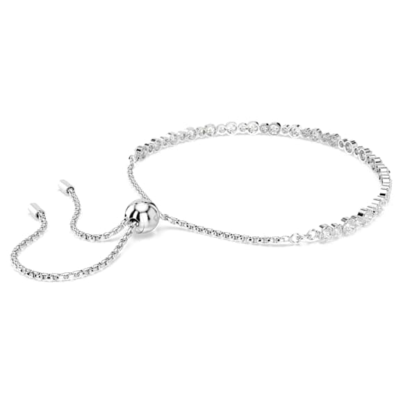 Elegant Swarovski Matrix Tennis Bracelet: Mixed Round White Zirconia, Rhodium Plated