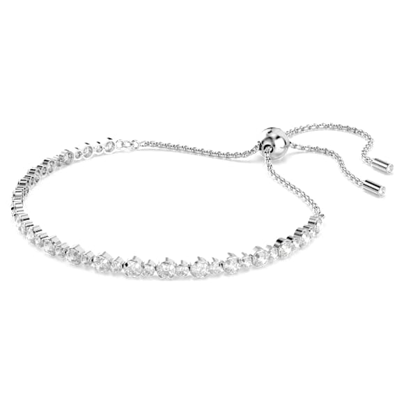 Elegant Swarovski Matrix Tennis Bracelet: Mixed Round White Zirconia, Rhodium Plated