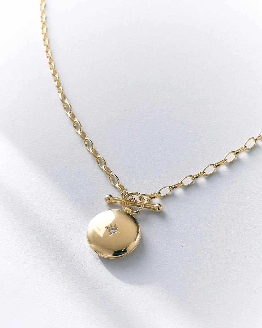 Astley Clarke Personalized Locket Necklace - T-Bar & White Sapphire