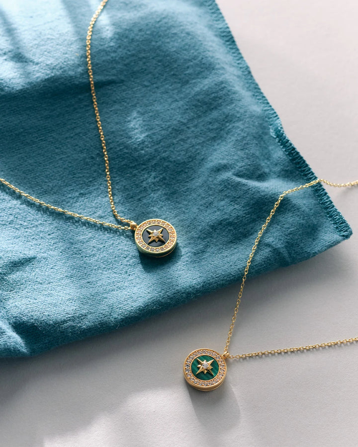 Astley Clarke Gold Vermeil Polaris Malachite Locket Necklace