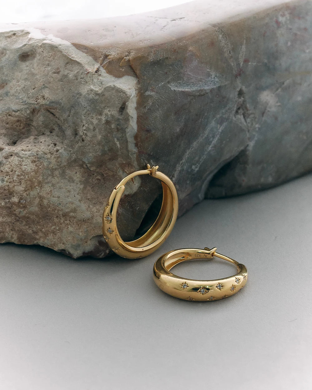 Astley Clarke Gold Vermeil Celestial Tiny Star White Sapphire Hoop Earrings
