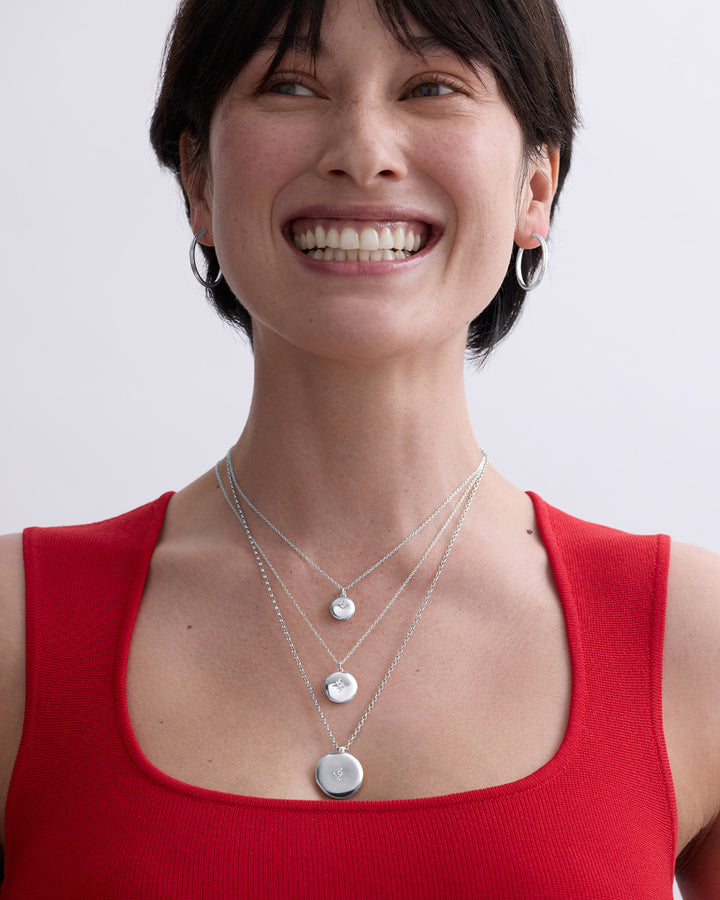Silver Biography Midi Locket Necklace