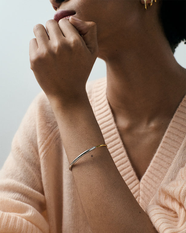 Astley Clarke Silver and Gold Mixed Metal Aurora Bangle