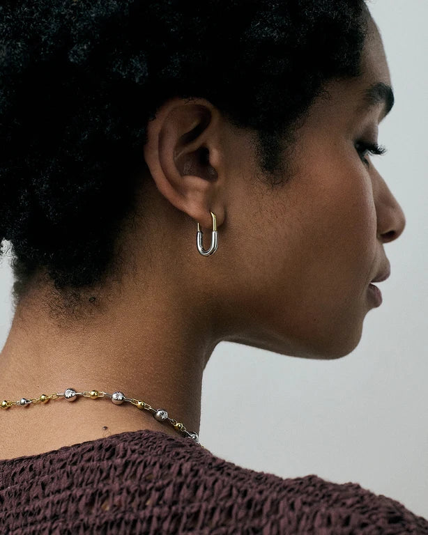 Astley Clarke Silver and Gold Mixed Metal Aurora U-Shape Hoop Earrings