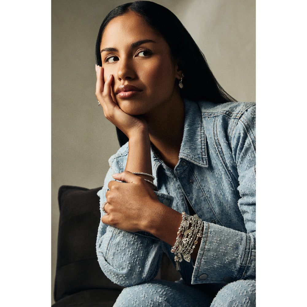 ChloBo Silver Mini Sparkle Pink Pearl Ring