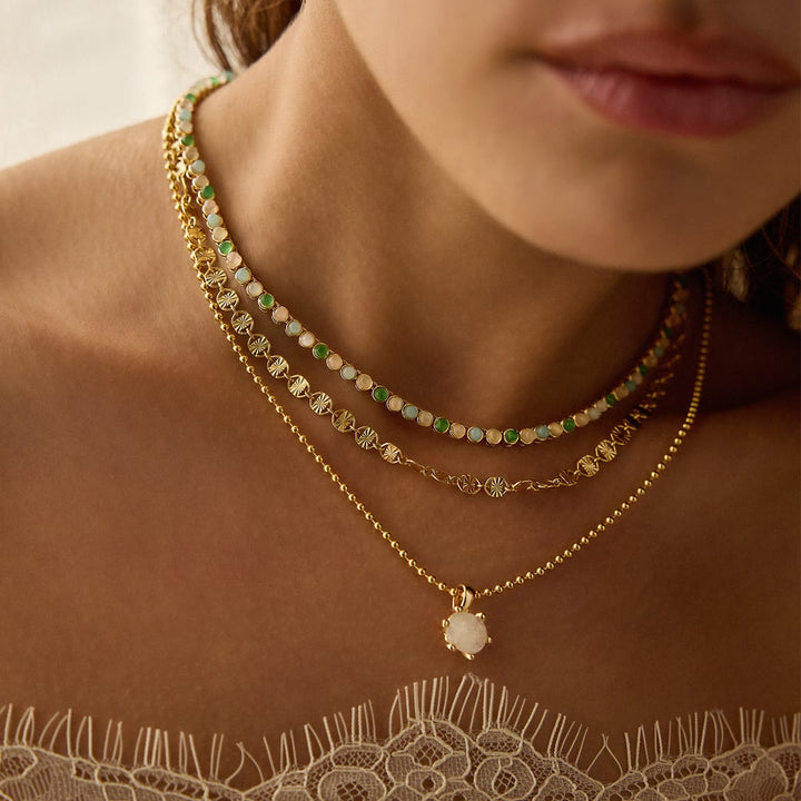 Daisy London Mixed Gemstone Tennis Necklace 18ct Gold Plate