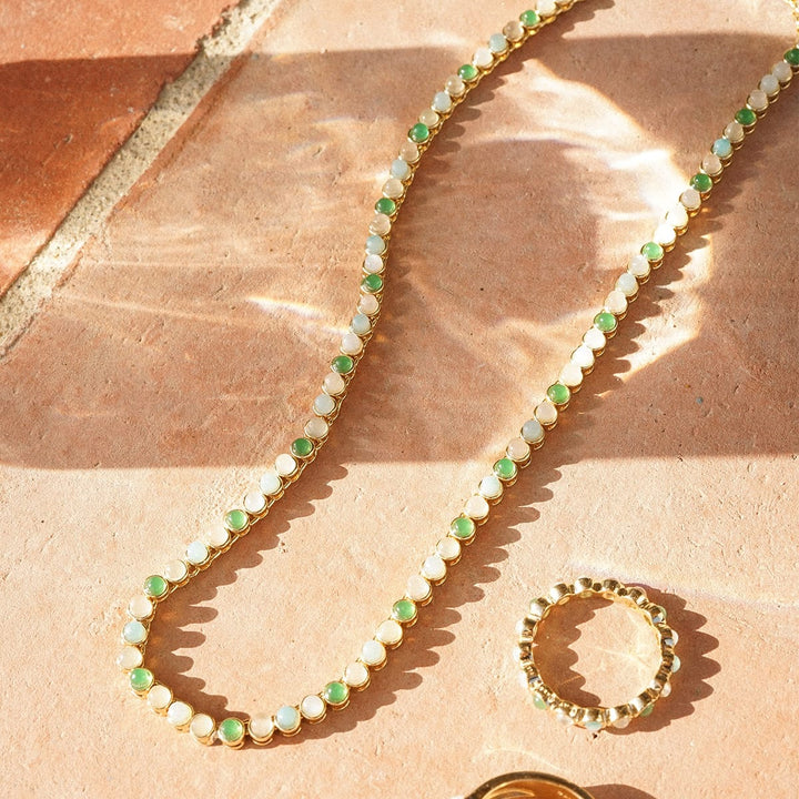 Daisy London Mixed Gemstone Tennis Necklace 18ct Gold Plate