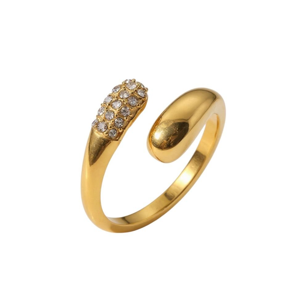 Mococo Essentials Gold Adjustable Pavé Ring - MococoMococoMOCEGR005Ring