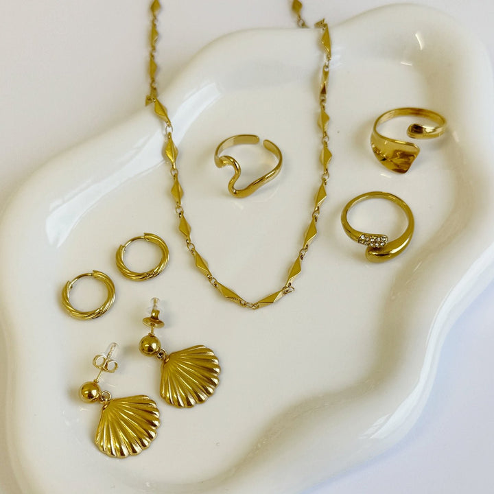 Mococo Essentials Gold Adjustable Pavé Ring - MococoMococoMOCEGR005Ring