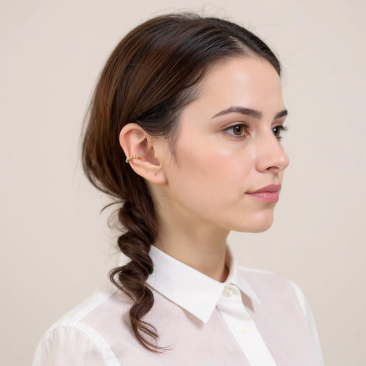 Mococo Essentials Gold Beaded Single Ear Cuff - MococoMococoMOCEGE007Earrings